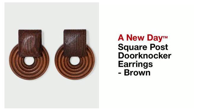Square Post Doorknocker Earrings - A New Day&#8482; Brown, 2 of 5, play video