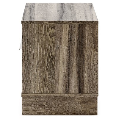 Weathered Brown 1-Drawer Nightstand with Open Shelf