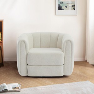 Swivel Accent Barrel Chair, 360° Upholstered Teddy Club Chair, Modern Round Armchair for Living Room or Bedroom, Comfy Single Sofa Chair - Koiai - 1 of 4