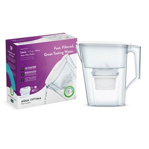 Aqua Optima 5-Cup Water Filter Pitcher Bundle, 1 Evolve+ Filter, Reduces Microplastics, BPA Free, WQA Certified, Liscia Design (White) - 1 of 4