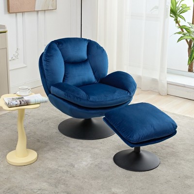 Xiyuyeu Modern Accent Swivel Chair With Ottoman Upholstered Sofa Chair ...