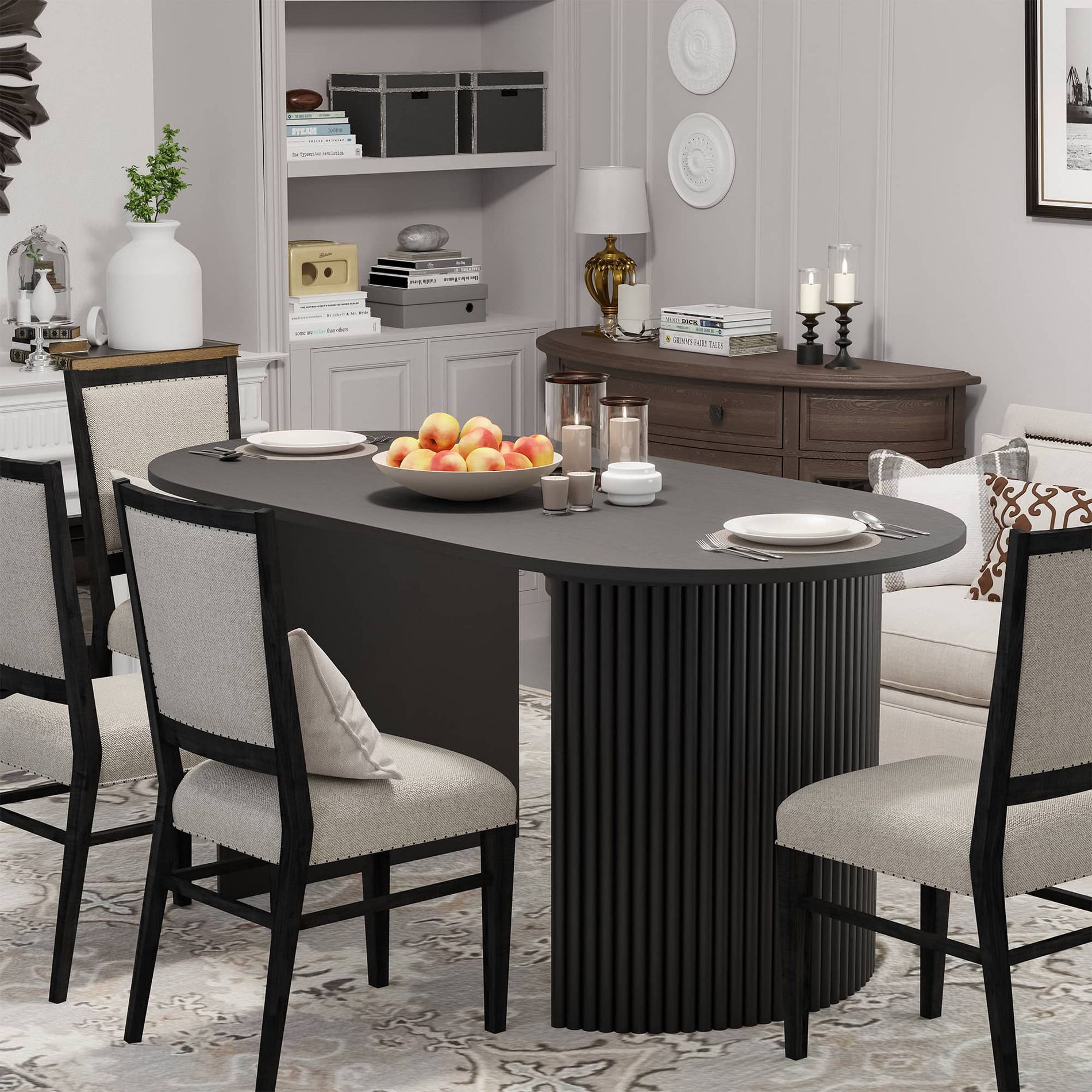 Dovelina 67" Dining Table Modern Wood Kitchen Table Dining Room Table for 6 People - Black