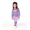 Deux par Deux Girl Organic Cotton Jersey Top Purple Gray with Owl - 2 of 4