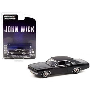 1968 Dodge Charger R/T Gloss Black with Vinyl Black Top "John Wick" (2014) Movie 1/64 Diecast Model Car by Greenlight - 1 of 3