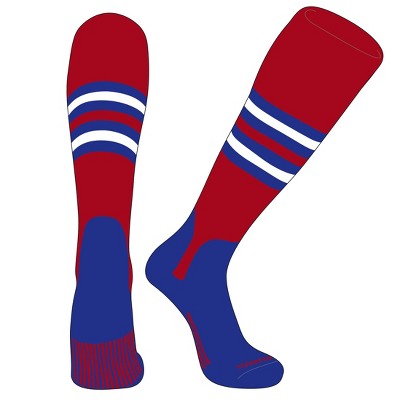 PEAR SOX OTC Baseball Softball Stirrup Socks (F, 5in) Red, Royal, White, Royal