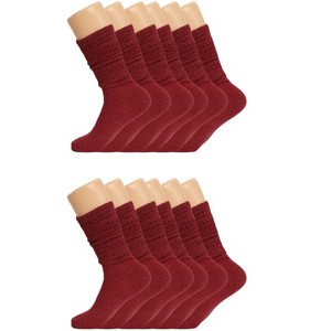 Women’s Slouch Scrunch Socks 12 Pairs Cotton Knee-High Shoe Size 5-10 - 1 of 4