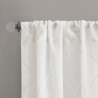 White Sheer Embroidered Rod Pocket Drape Panel