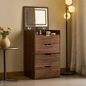 Vanity Desk with Flip Mirror and LED Light Makeup Table with 3 Drawers and Stool for Small Bedrooms-3irtyhousy - 1 of 4