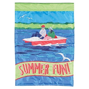 Dicksons Magnolia Garden Summer Fun Pedal Boat Blue 18 x 13 Polyester Outdoor Garden Flag - 1 of 2
