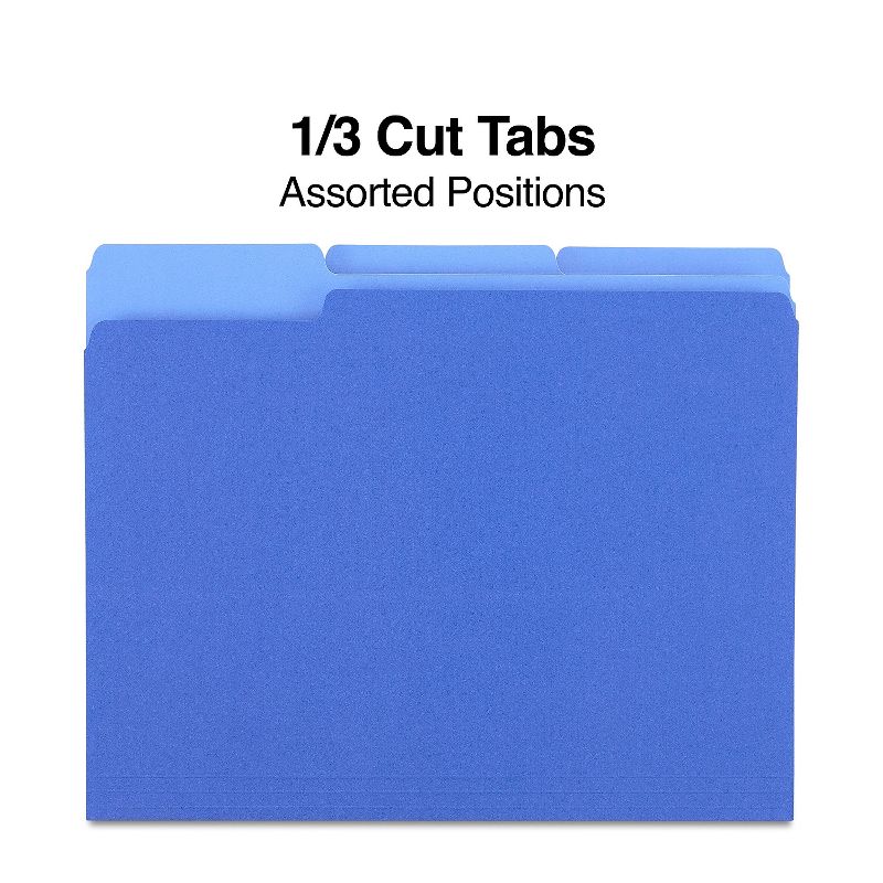 MyOfficeInnovations Colored File Folders 3-Tab Letter Blue 100/Box 224527, 3 of 5