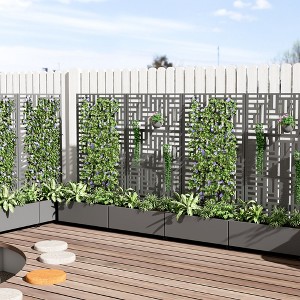70.2in.L x 35.1in.W x 15.6in.H Gray Metal Rectangle Planting Box with Climbing Frame (1-Pack) - 1 of 4
