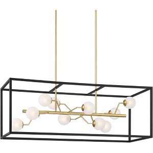 Possini Euro Design Alter Back Gold Island Linear Pendant Chandelier 40" Wide Modern LED Frosted Glass 10-Light Fixture for House - 1 of 4