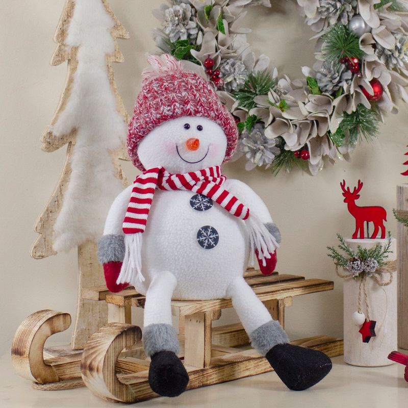 Northlight 16" Red and White Sitting Snowman Christmas Tabletop Decoration, 2 of 6