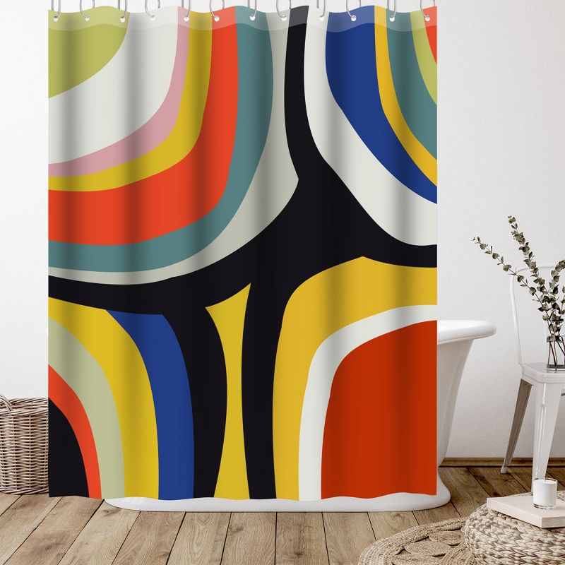 Americanflat 71" x 74" Shower Curtain, Abstract Decorative 4 -1 by Pop Monica Elena, 4 of 8