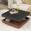 NicBex  Square 360-Degree Rotating Coffee Table with 3 Detachable Tray,2-Tier Center Table with Storage for Living Room - 2 of 4
