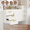 KWPZQEB Wall Mounted Floating Cabinet with Ceramic Sink & Side Cabinet Combo, Rectangular Vanity W/ Drawers & Door, Storage Cabinet for Bathroom - 4 of 4