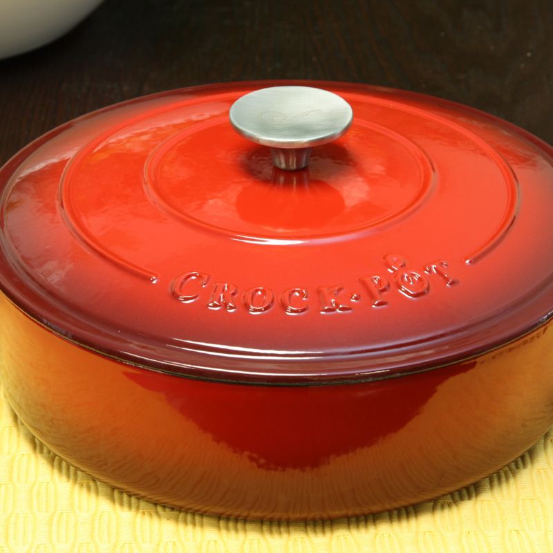 Crock Pot Artisan Enameled 3.5 Quart Cast Iron Deep Sauté Pan With Self Basting Lid in Scarlet Red, 2 of 5