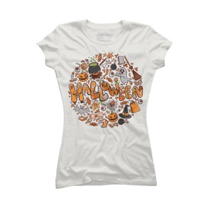 Junior's Design By Humans happy halloween greeting holiday illustration By ghinan T-Shirt - Athletic Heather - Small - 1 of 2