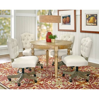 Light Brown Round Wood Transitional Dining Table