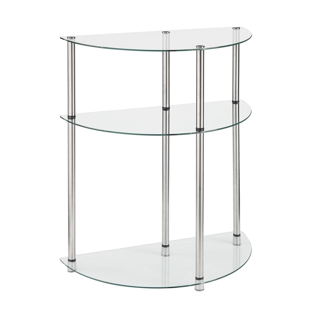 Breighton Home Designs2Go Classic Glass 3 Tier Half-Circle Entryway Hall Table in Glass/Chrome