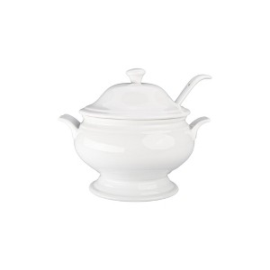 BIA Cordon Bleu Soup Tureen Set, White Porcelain 3-Piece - 3.5 Qt Bowl with Lid & 10" Ladle, Sturdy Handle, Microwaveable Elegant Dinnerware - 1 of 1