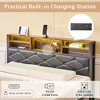 VECELO Twin/Full/Queen Size Metal Platform Bed, Bed Frame with Headboard & Footboard, Led Lights and USB Charging Station, Brown - 4 of 4