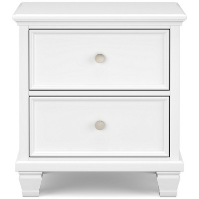 White Transitional 2-Drawer Nightstand with Metal Knobs
