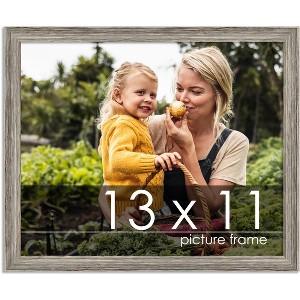 PosterPalooza | 13x11 Thin Barnwood Picture Frame, UV Acrylic, 2 Finishes - Grey and Black - 1 of 4