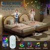Bed Frame, Kids Upholstered Platform Bed Frame with Adjustable Headboard & Led Light, Wooden Slats Support - 4 of 4