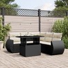 vidaXL 6 Piece Patio Sofa Set with Cushions Black and Cream Poly Rattan - 2 of 4