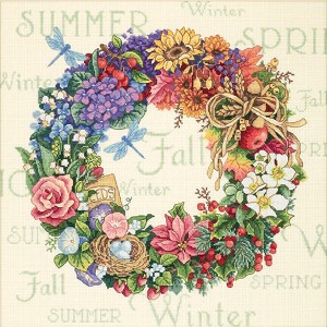 Dimensions Gold Collection Counted Cross Stitch Kit 14"X14"-Wreath Of All Seasons (18 Count) - 1 of 1