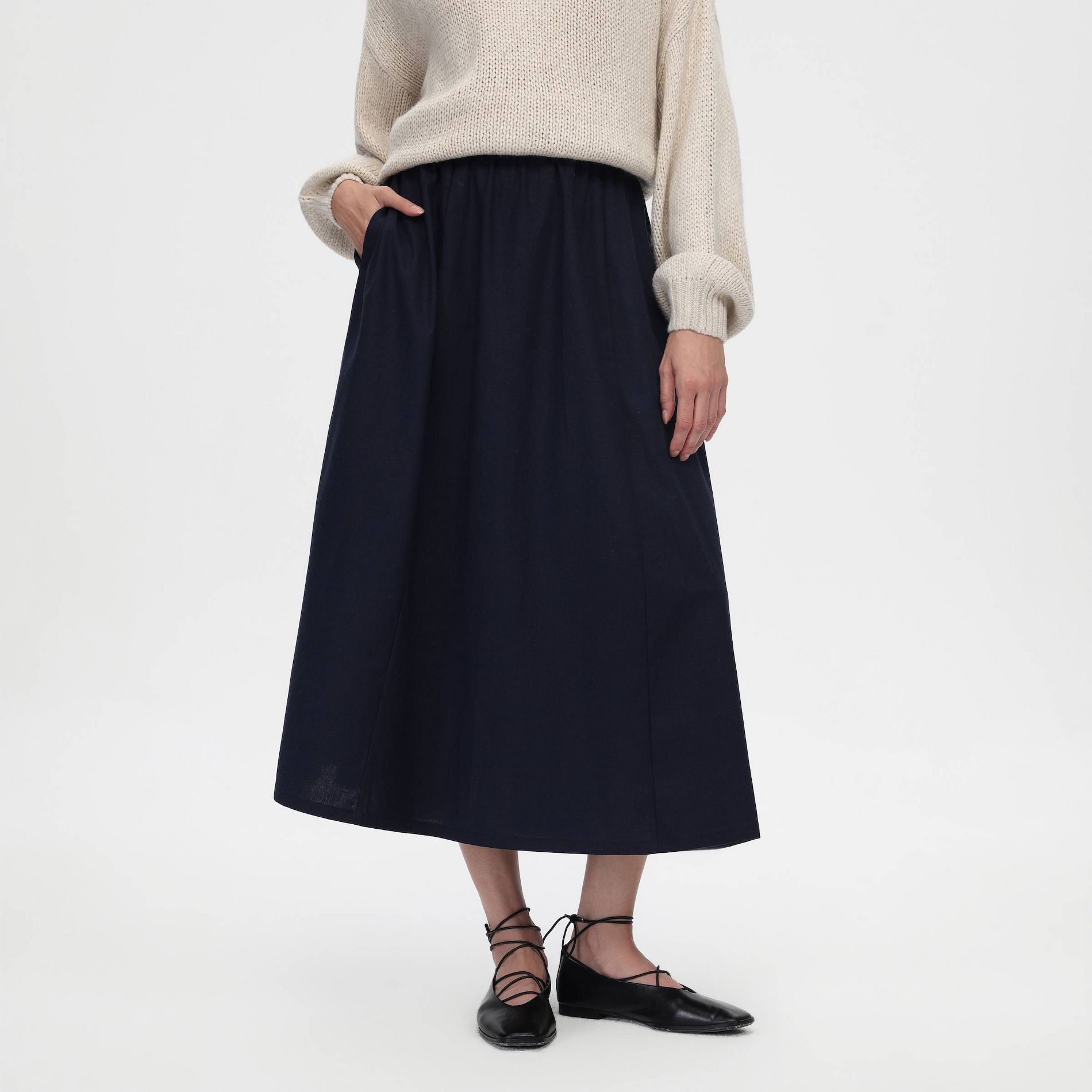 Women's Mid-Rise Midi A-Line Skirt - A New Day™