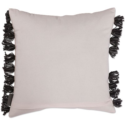 16" Beige and Black Cotton Abstract Throw Pillow