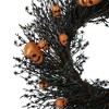 Northlight Black and Orange Skulls and Spiders Halloween Twig Wreath, 22-Inch, Unlit - 3 of 3