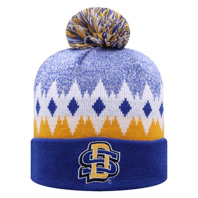 NCAA South Dakota State Jackrabbits Men's Jagged Knit Cuffed Beanie with Pom