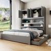 Full Size Platform Bed with USB, Storage Headboard and Drawers, White/Gray-ModernLuxe - 2 of 4