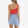 Anna-Kaci Women's One-Shoulder Ribbed Crop Top with Stretch Fit - 3 of 4