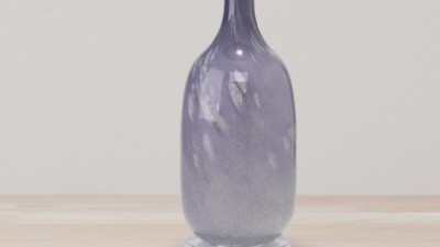 Lavender Glass Table Lamp with Linen Shade and Acrylic Base