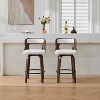 SEYNAR PU Leather 360 Degree Swivel Open Back Bar Stools Wood Legs Set of 2 - 3 of 4