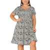 Agnes Orinda Women's Plus Size Floral Inverted Box Pleat Boho T-Shirt Dresses - 2 of 4