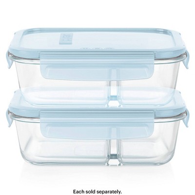 2pk (4pc) 4c Rectangular Glass Food Storage Container Set Blue - Room  Essentials™
