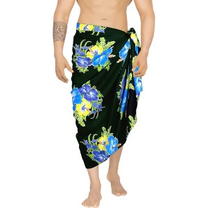 LA LEELA Men's Beach Cover Up Swimwear Sarong Wraps One Size Lake Hibiscus - 1 of 3