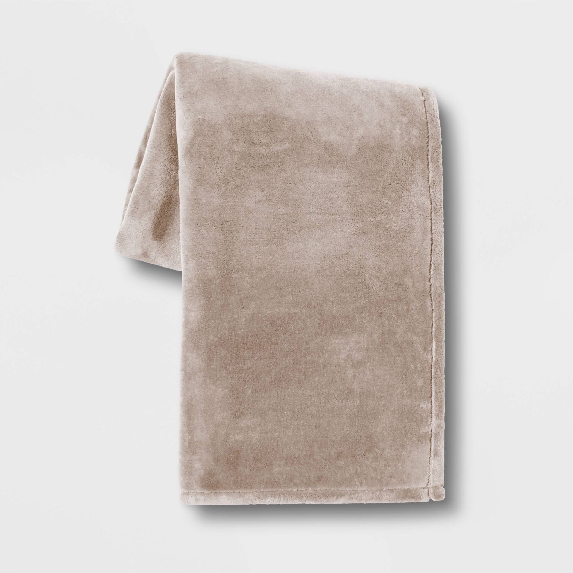 50"x70" Oversized Primalush Throw Blanket Light Taupe - Threshold™: Cozy Midweight, Machine Washable