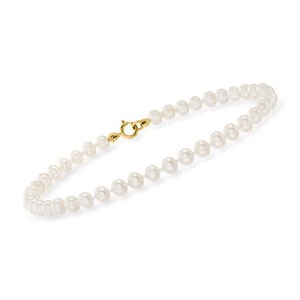 Pure Collection by Ross-Simons 4-4.5mm Cultured Pearl Bracelet With 14kt Yellow Gold - 1 of 4