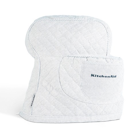 KitchenAid Fitted Tilt-Head Solid Stand Mixer Cover with Storage Pocket, Quilted 100% Cotton, White, 14.4x18x10
