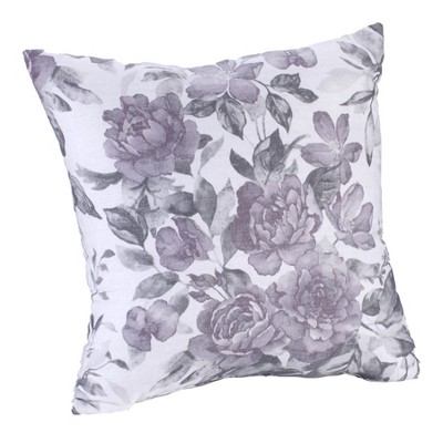 Lakeside Purple Meadow Cotton Decorative Pillow with All-Over Floral Motif