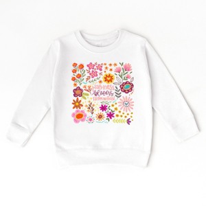 The Juniper Shop Happiness Blooms From Within Toddler Sweatshirt - 5/6T - White - 1 of 4