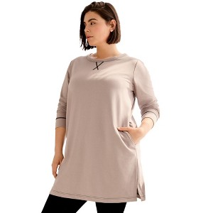 ellos French Terry Tunic Dress - 1 of 4