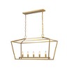 ALOADECOR  Modern Industrial Matte Gold Linear Lantern Geometric Chandelier Rectangle Cage Light For Kitchen Island - 4 of 4