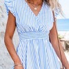 Women's Stripe Flutter Sleeve Smocked Waist Midi Dress - Cupshe - 2 of 4